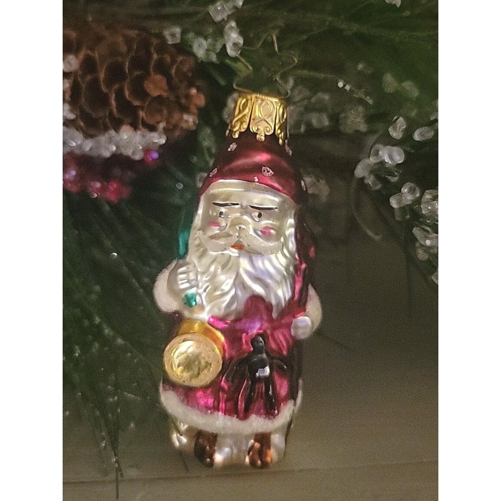 Vintage West‎ Germany Mercury Glass Santa Claus Christmas Ornament 4"